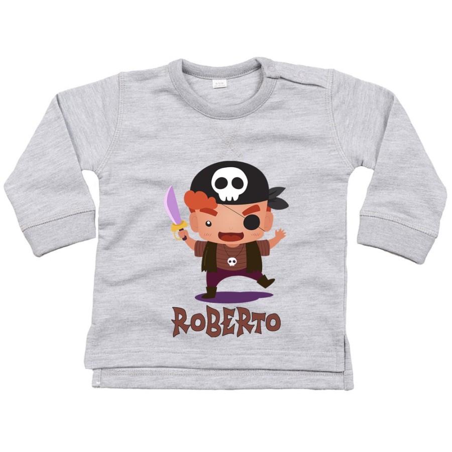 Felpa neonato personalizzata con nome piccolo pirata Halloween