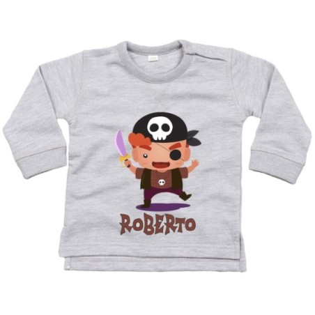 Felpa neonato personalizzata con nome piccolo pirata