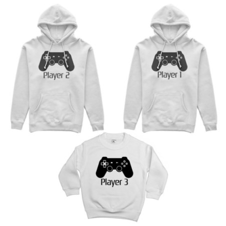 Tris felpe adulti bambino player one player two player three playstation Per la famiglia