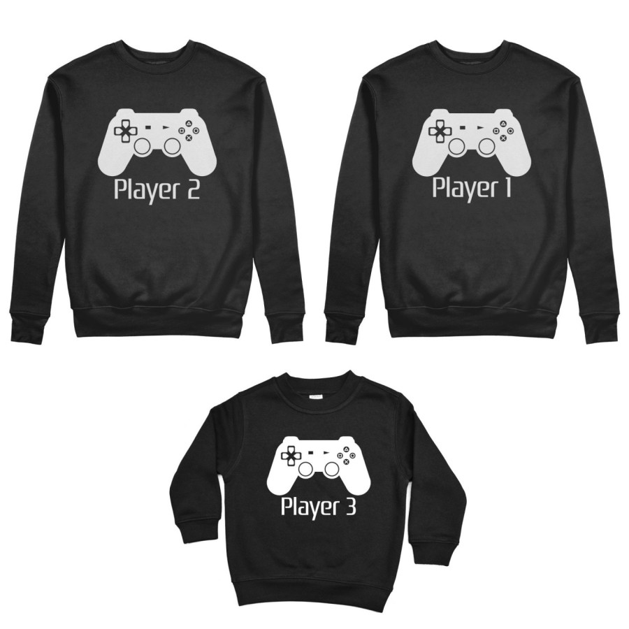 Tris felpe adulti bambino player one player two player three playstation Per la famiglia