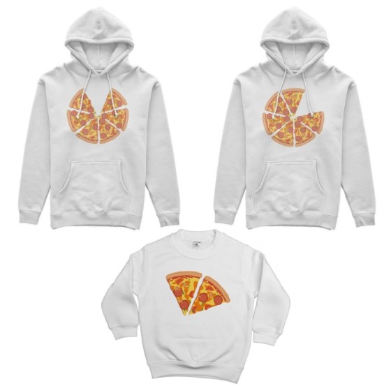 Tris felpe adulti bambino pizza Per la famiglia