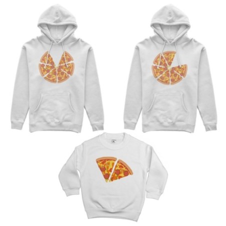 Tris felpe adulti bambino pizza