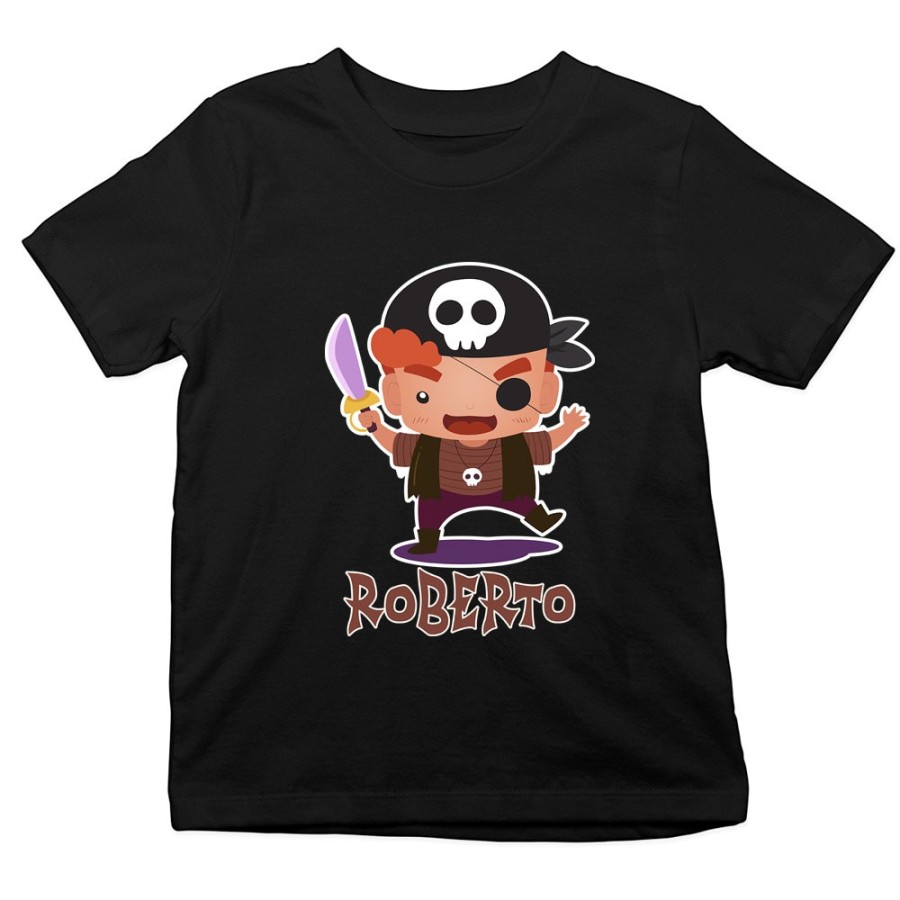 T-shirt bambino personalizzata con nome piccolo pirata Halloween