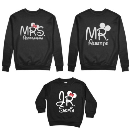 Tris felpe adulti bambino personalizzabile con nomi mr...