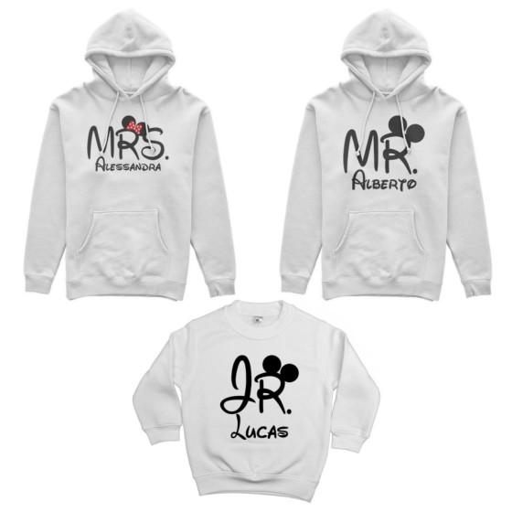 Tris felpe adulti bambino personalizzabile con nomi mr mrs e jr Per la famiglia 2