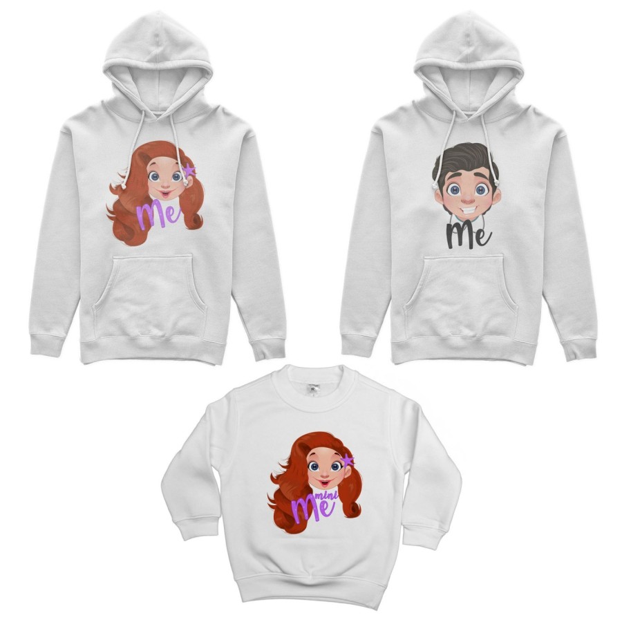 Tris felpe adulti bambino me erik me ariel mini ariel Per la famiglia