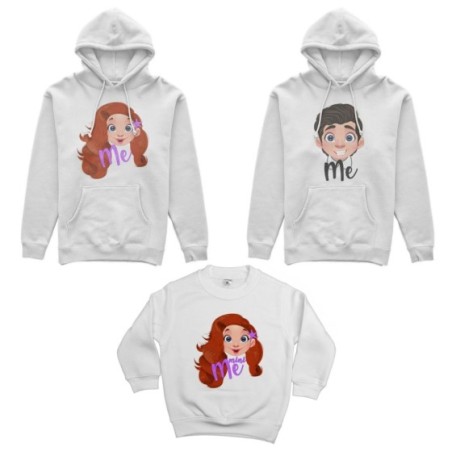 Tris felpe adulti bambino me erik me ariel mini ariel