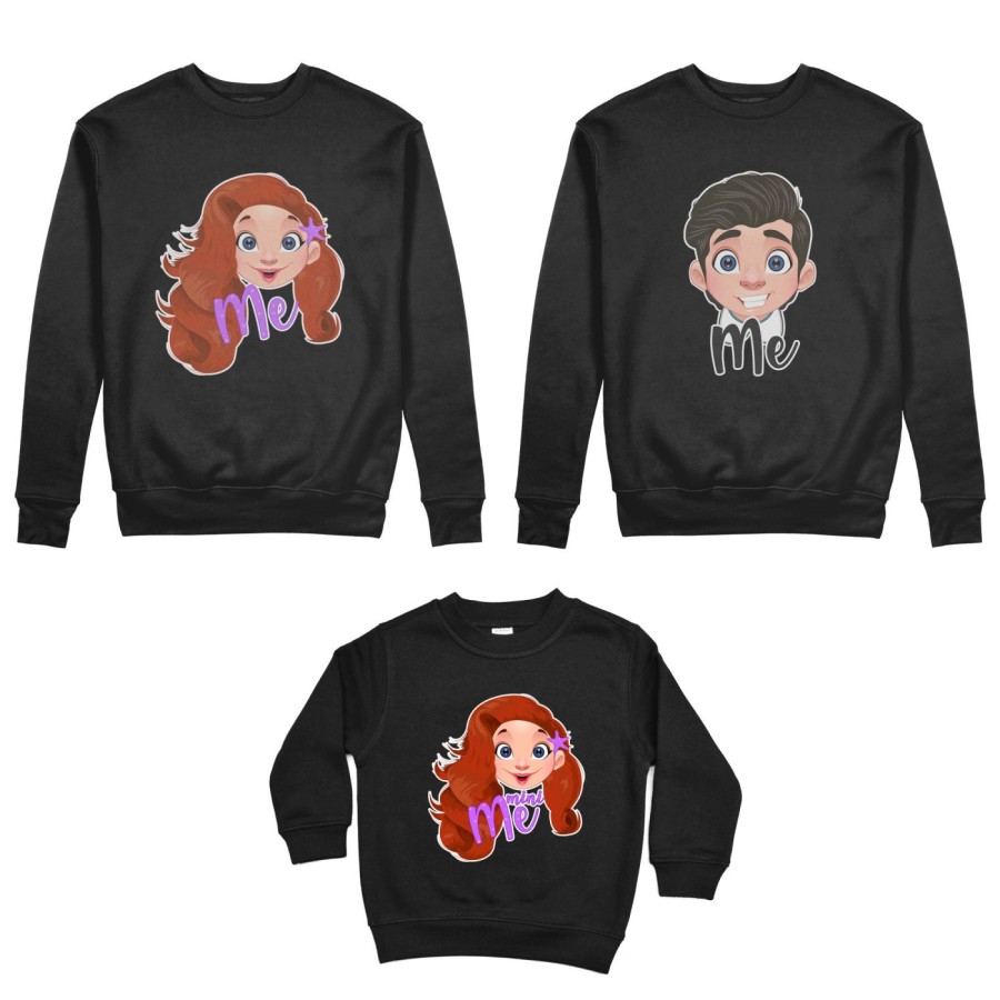 Tris felpe adulti bambino me erik me ariel mini ariel Per la famiglia