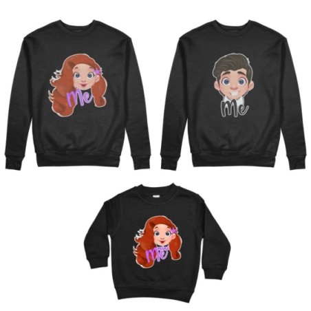 Tris felpe adulti bambino me erik me ariel mini ariel Per la famiglia