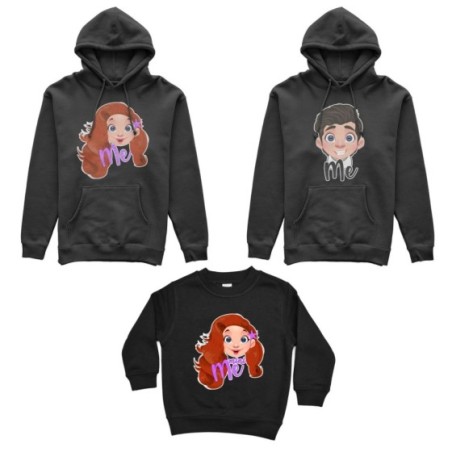 Tris felpe adulti bambino me erik me ariel mini ariel Per la famiglia