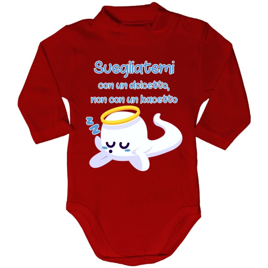 Body lupetto neonato svegliatemi con un dolcetto non con un bacetto Halloween