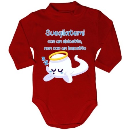Body lupetto neonato svegliatemi con un dolcetto non con un bacetto Halloween