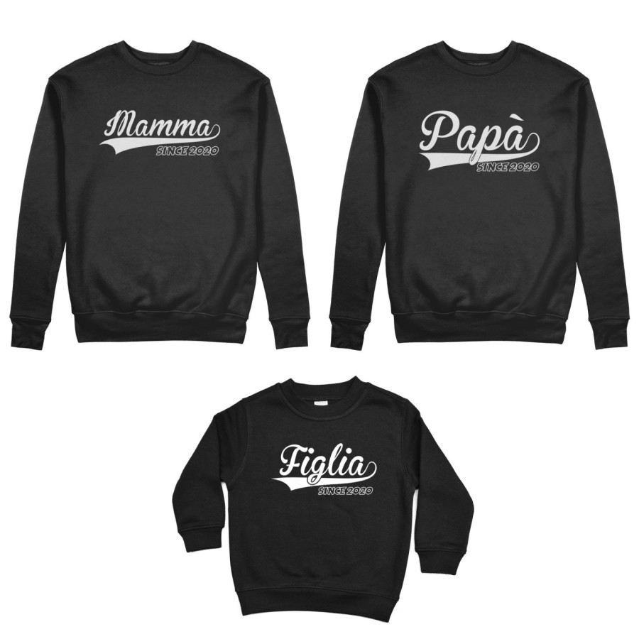 Tris felpe adulti bambino personalizzato con anno papà since mamma since figlio figlia since Per la famiglia