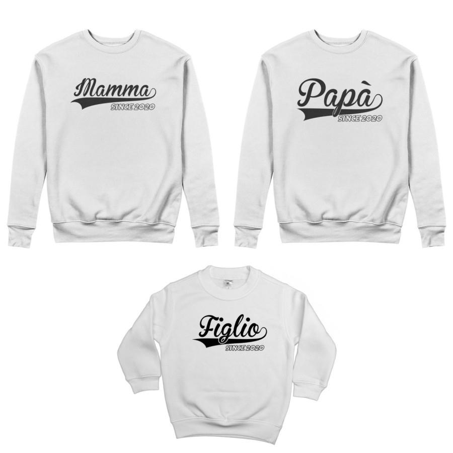 Tris felpe adulti bambino personalizzato con anno papà since mamma since figlio figlia since Per la famiglia