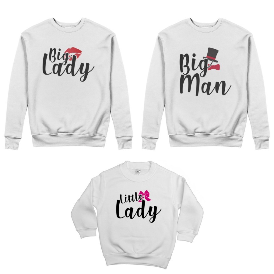 Tris felpe adulti bambino big man big lady little boy little lady Per la famiglia