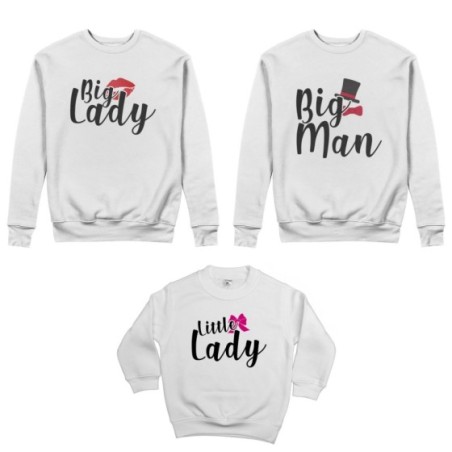 Tris felpe adulti bambino big man big lady little boy little lady Per la famiglia