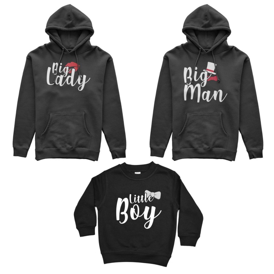 Tris felpe adulti bambino big man big lady little boy little lady Per la famiglia