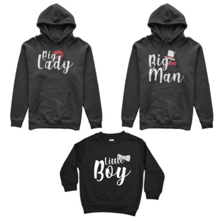 Tris felpe adulti bambino big man big lady little boy little lady Per la famiglia