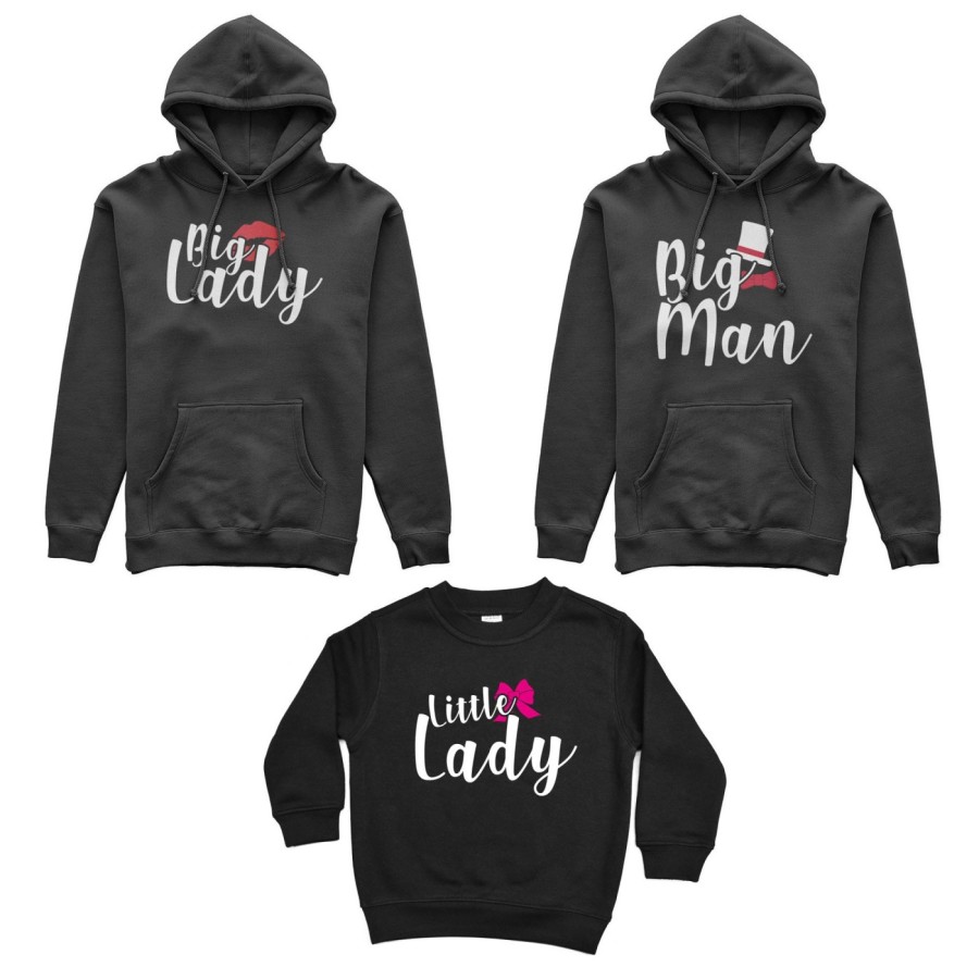 Tris felpe adulti bambino big man big lady little boy little lady Per la famiglia
