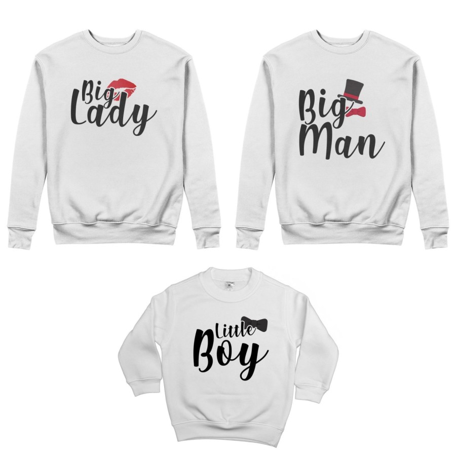 Tris felpe adulti bambino big man big lady little boy little lady Per la famiglia