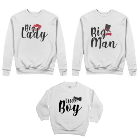 Tris felpe adulti bambino big man big lady little boy little lady Per la famiglia
