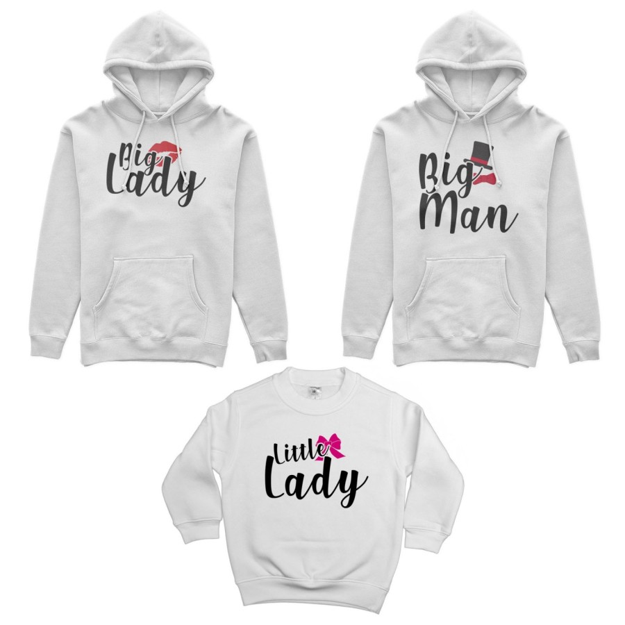 Tris felpe adulti bambino big man big lady little boy little lady Per la famiglia