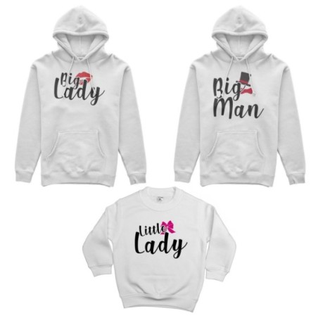 Tris felpe adulti bambino big man big lady little boy little lady Per la famiglia