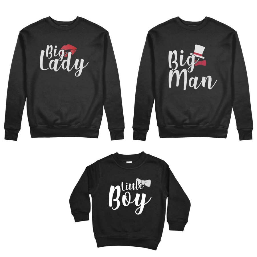 Tris felpe adulti bambino big man big lady little boy little lady Per la famiglia