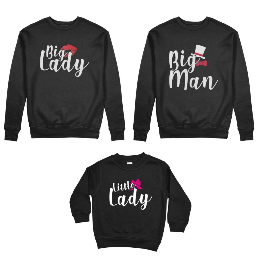 Tris felpe adulti bambino big man big lady little boy little lady Per la famiglia
