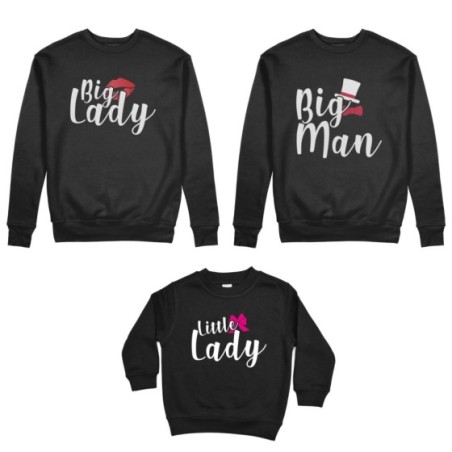 Tris felpe adulti bambino big man big lady little boy little lady Per la famiglia
