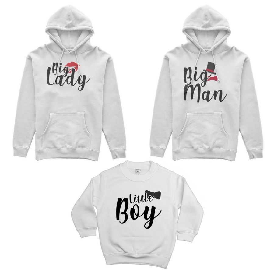 Tris felpe adulti bambino big man big lady little boy little lady Per la famiglia