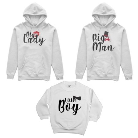 Tris felpe adulti bambino big man big lady little boy little lady Per la famiglia