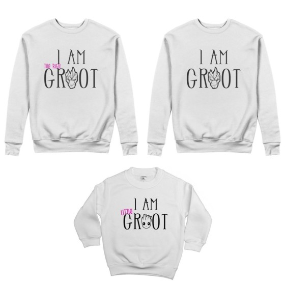 Tris felpe adulti bambino i am groot i am the real groot i am little groot Per la famiglia