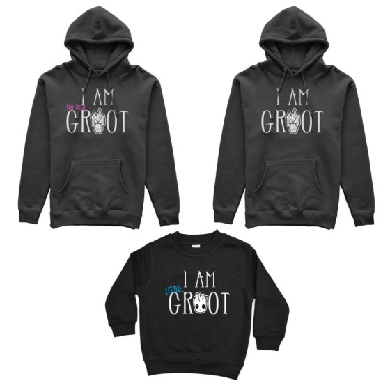 Tris felpe adulti bambino i am groot i am the real groot i am little groot Per la famiglia 2