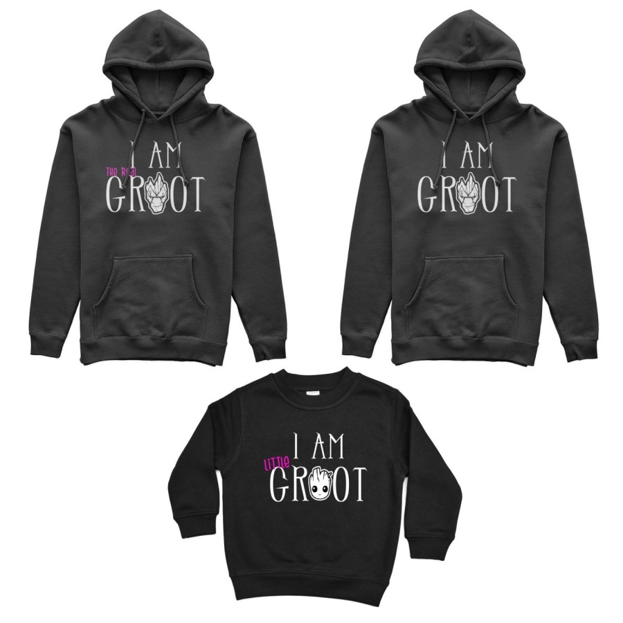 Tris felpe adulti bambino i am groot i am the real groot i am little groot Per la famiglia