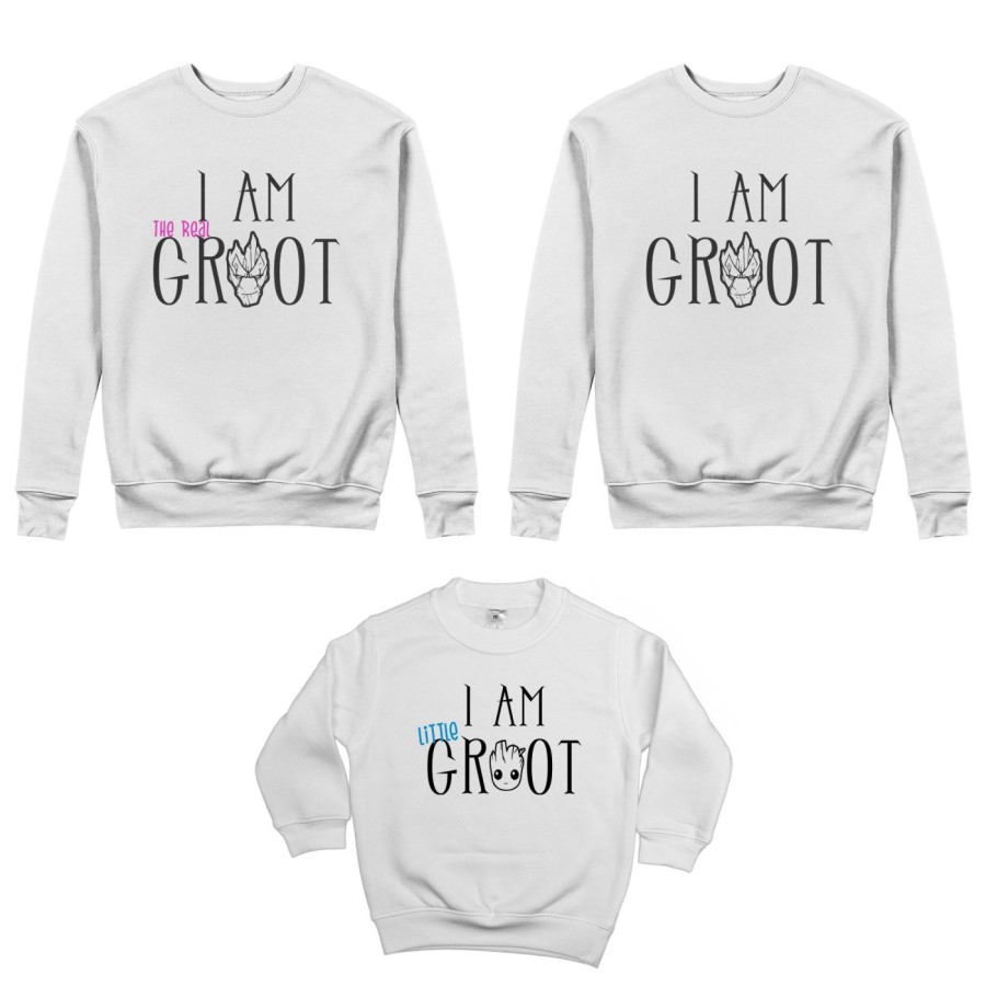 Tris felpe adulti bambino i am groot i am the real groot i am little groot Per la famiglia