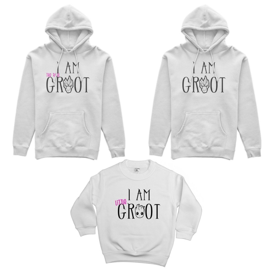 Tris felpe adulti bambino i am groot i am the real groot i am little groot Per la famiglia