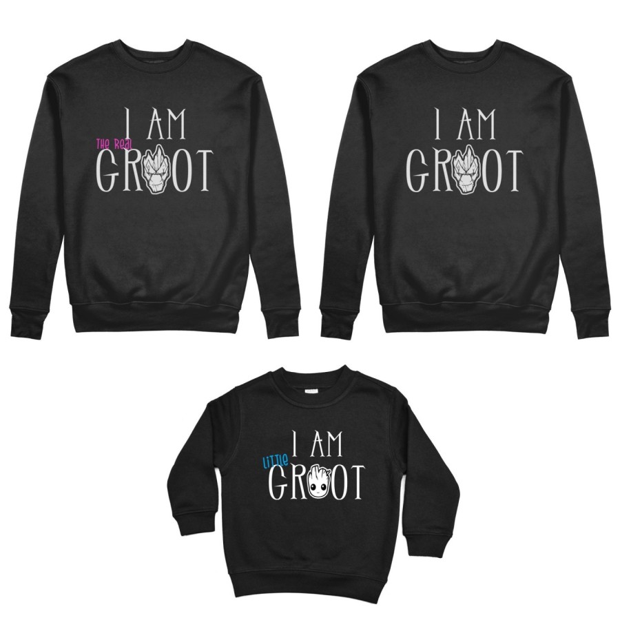 Tris felpe adulti bambino i am groot i am the real groot i am little groot Per la famiglia