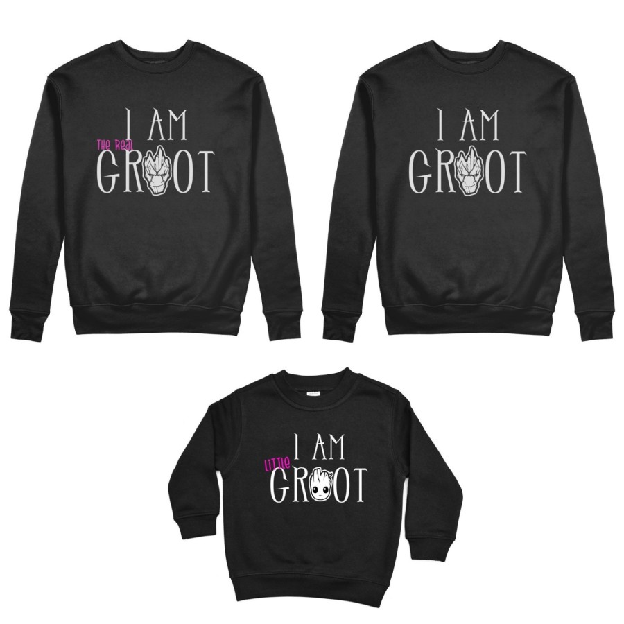 Tris felpe adulti bambino i am groot i am the real groot i am little groot Per la famiglia