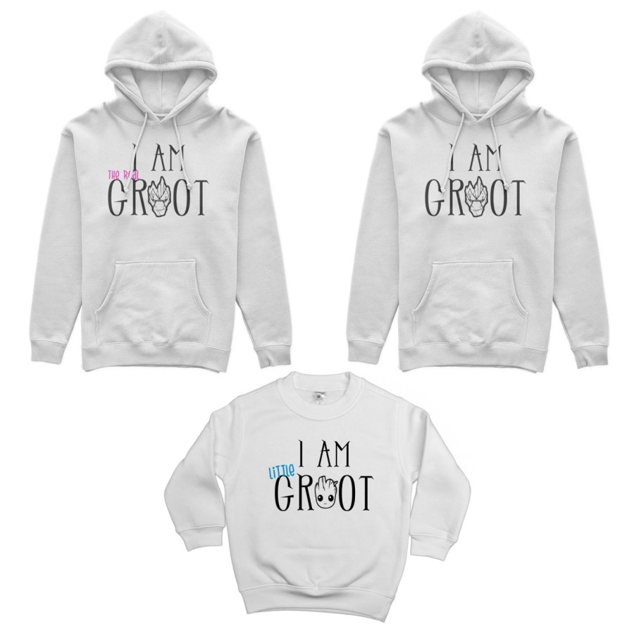 Tris felpe adulti bambino i am groot i am the real groot i am little groot Per la famiglia