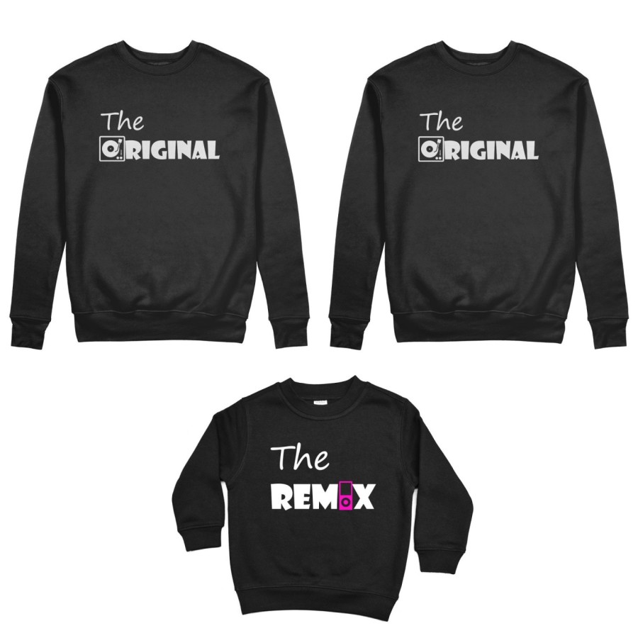 Tris felpe adulti bambino the original the remix music Per la famiglia