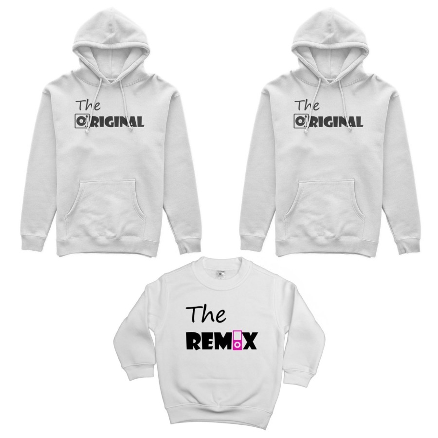 Tris felpe adulti bambino the original the remix music Per la famiglia