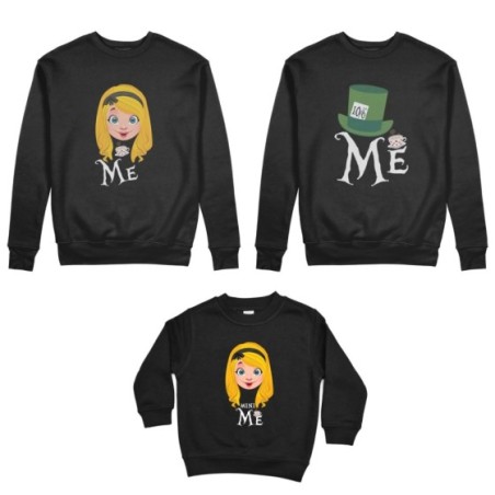 Tris felpe adulti bambino me cappellaio matto me alice matto mini alice Per la famiglia