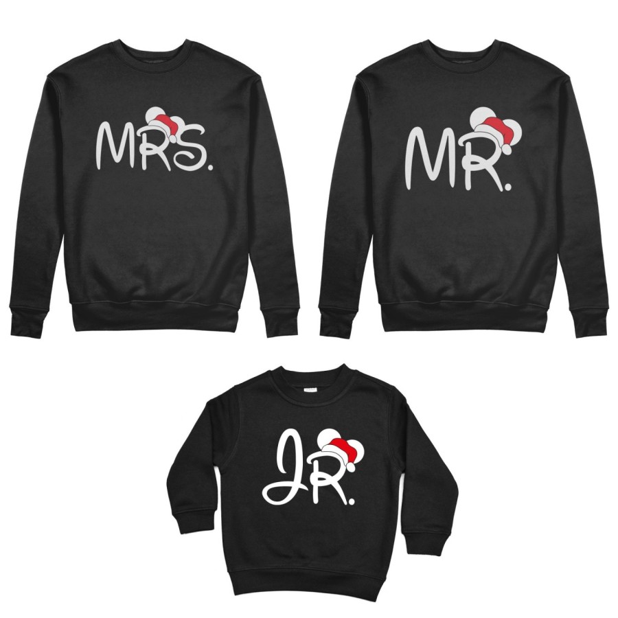 Tris felpe per la famiglia personalizzabile con nome mr - mrs - jr Natale