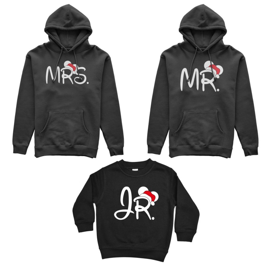 Tris felpe per la famiglia personalizzabile con nome mr - mrs - jr Natale