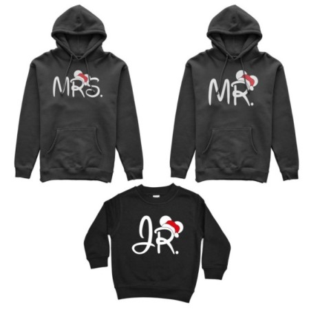 Tris felpe per la famiglia personalizzabile con nome mr - mrs - jr Natale