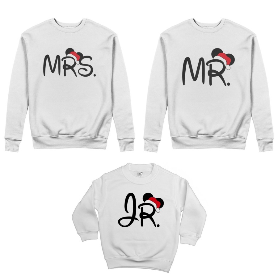Tris felpe per la famiglia personalizzabile con nome mr - mrs - jr Natale