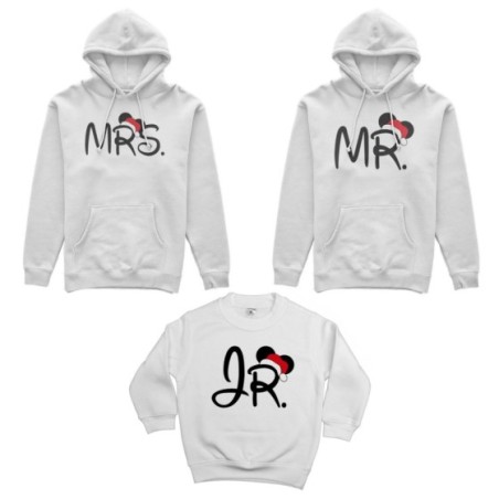 Tris felpe per la famiglia personalizzabile con nome mr - mrs - jr Natale