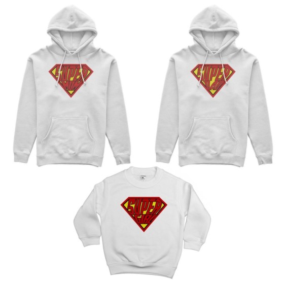 Tris felpe adulti bambino super dad super mom super boy super girl Per la famiglia 2