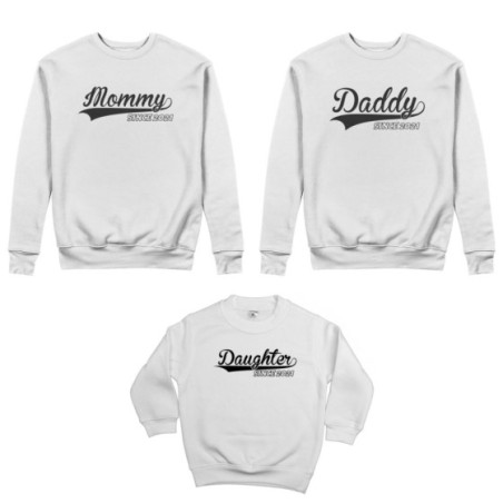 Tris felpe adulti bambino personalizzato con anno daddy...